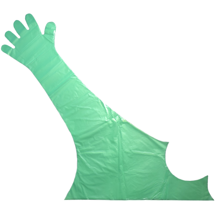 Long arm disposable veterinary examination glove